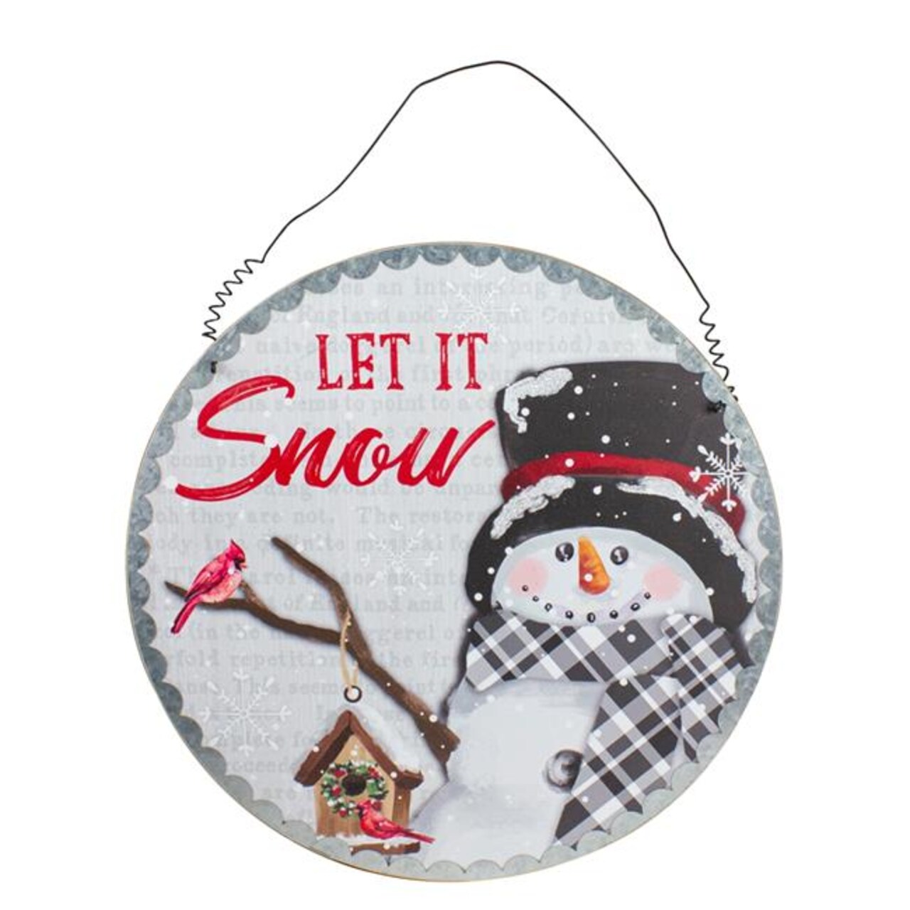 NorthLight 34315091 13.5 in. Snowman with Birdhouse Let it Snow Christmas Wall Decor